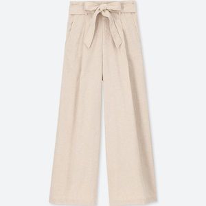 Uniqlo Wide Leg Belted Linen Pants